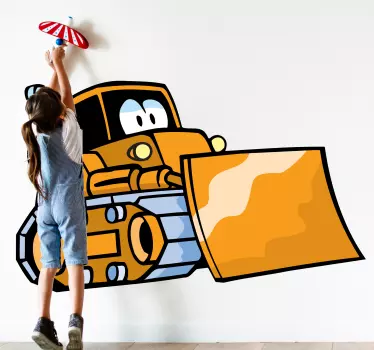 Excavator simple bulldoser cartoon for kids toy decal - TenStickers