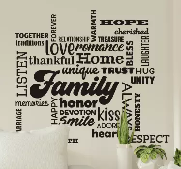 Family words text living room wall sticker - TenStickers