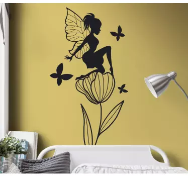 Fantasy wall sticker fairy on a blossom - TenStickers