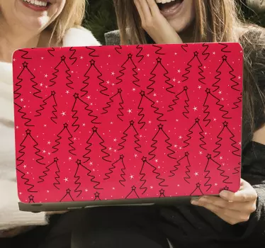 Festive Tree Pattern laptop skin - TenStickers