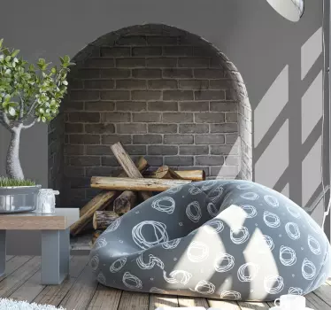 Fireplace modern brick object wall decal - TenStickers