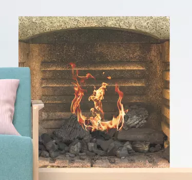 Fireplace with burning fire  3D wall sticker - TenStickers