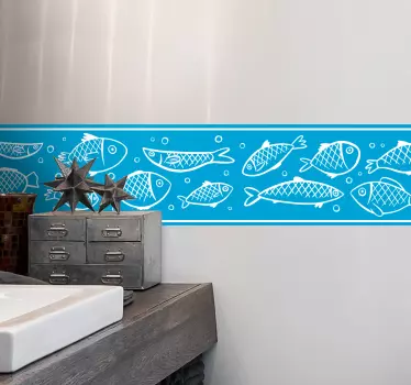 Fish swimming border sticker - TenStickers