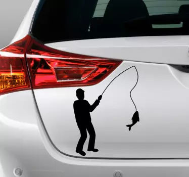 Fisherman with fish Car Decal - TenStickers