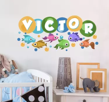 Fishes Name Customisable Sticker - TenStickers