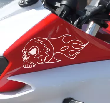 Flaming skull motorbike sticker - TenStickers