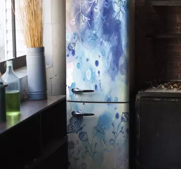 Floral draw and butterflies fridge decals - TenStickers
