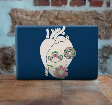 Floral Heart Design laptop sticker - TenStickers