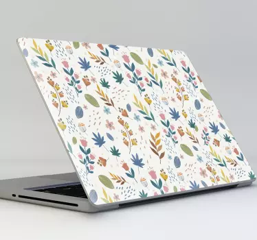 Twig flower pattern laptop sticker - TenStickers
