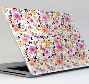 Floral Pattern Laptop Sticker - TenStickers