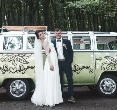 Flower tendril wedding car sticker - TenStickers