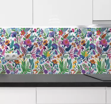 Multicolored flower pattern wall decal - TenStickers