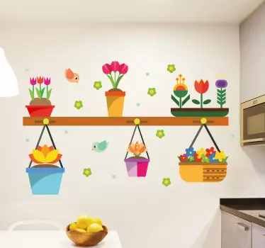 Flower Pots plant wall decal - TenStickers