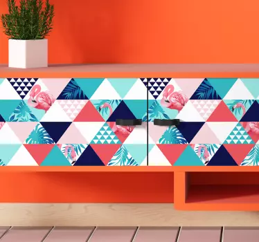 Flowers and flamingos furniture decal - TenStickers
