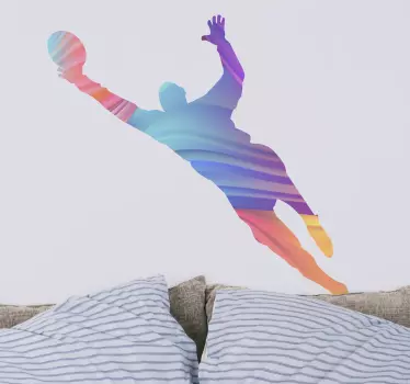 Football sticker colorful athlete jump - TenStickers