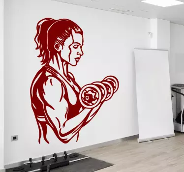 Football sticker fitness woman lifting weights - TenStickers