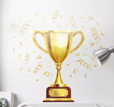 Football sticker golden victory trophy - TenStickers