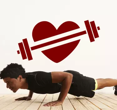 Football sticker heart barbell fitness - TenStickers
