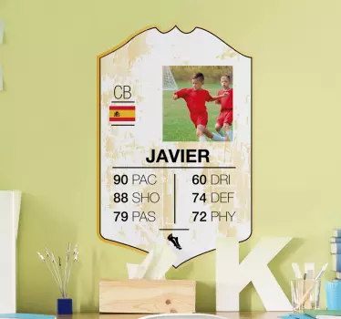 Football sticker javier player statistics card - TenStickers