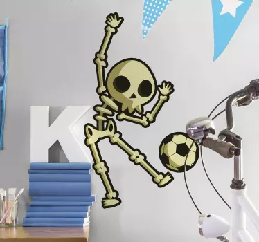 Football sticker skeleton kicking soccer - TenStickers