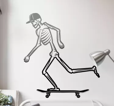 Football sticker skeleton skateboarding action - TenStickers