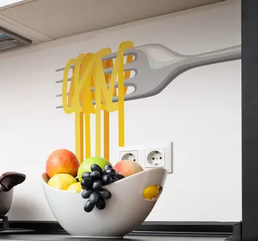 Fork with spaghetti food wall decal - TenStickers