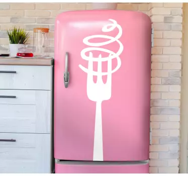Fork with spaghetti monocolor design fridge decals - TenStickers