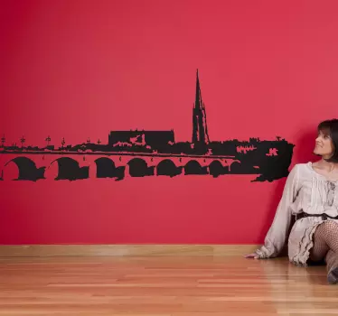 French Village Bridge Wall Sticker - TenStickers