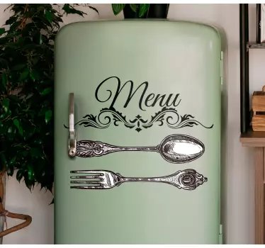 Fridge sticker elegant cutlery menu - TenStickers