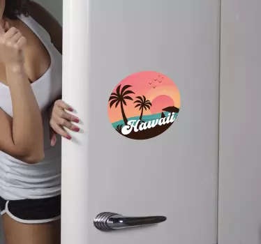 Fridge sticker hawaii sunset scene - TenStickers