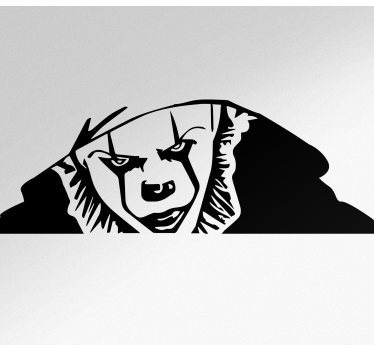 Frightening it clown peeking car decal - TenStickers