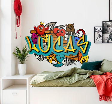 full color graffiti with personalised name urban decal - TenStickers