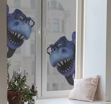 Fun trex 3d illustration window decal - TenStickers