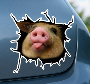 Funny pig 3d car sticker - TenStickers