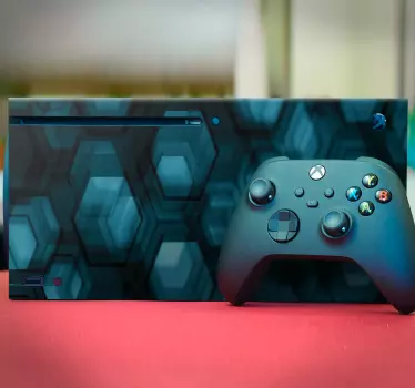 Futuristic gray hexagons with light blue lights xbox sticker - TenStickers