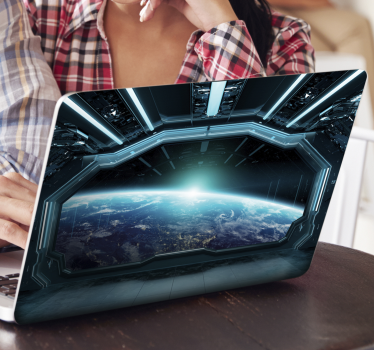 Futuristic space view laptop skin - TenStickers