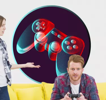Gaming controller neon video game wall sticker - TenStickers