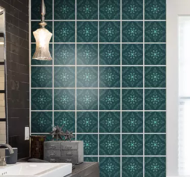 Geometric emerald tile stickers - TenStickers