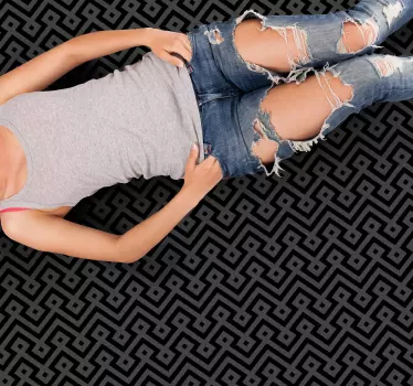 Geometric grey floor vinyl carpet for floor - TenStickers