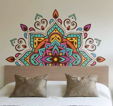 Geometric mandala headboard wall decal - TenStickers
