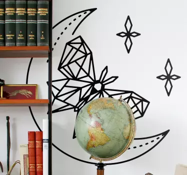 Geometric moon butterfly wall decal - TenStickers