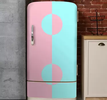 Geometric round color block fridge decals - TenStickers