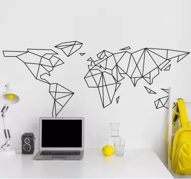 Geometric World Map Living Room Wall Decor - TenStickers