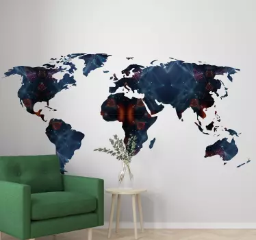 Geometrical map of the world wall decal - TenStickers
