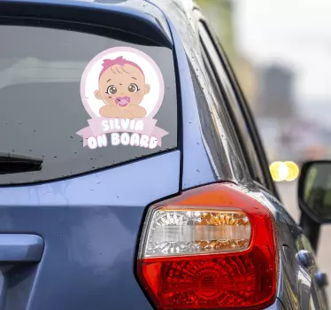 Customised girl name baby on board car sticker - TenStickers