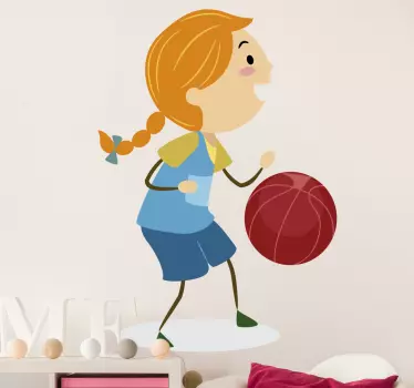 Girl Playing Basketball Kids Decal - TenStickers