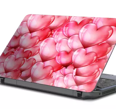 Glossy heart shaped ballons laptop skin - TenStickers