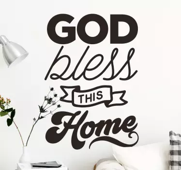 God bless this home  text wall decal - TenStickers