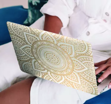 Golden laptop mandala laptop skin decal - TenStickers