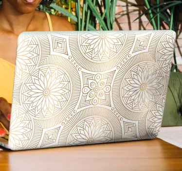 Golden tones mandala laptop skin decal - TenStickers
